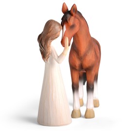 Horse Gifts for Girls - Horse Lover Gifts for Women and Girls,Symbol of Friendship Horse Figurines, Handcrafted Resin Girl and Horse Ornaments, Horse Statue Keepsake Gift for Horse Lovers (Sepia)