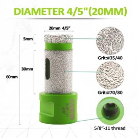 FACHLICH Diamond Finger Milling Bit 20mm Tile Hole Bit for Drilling Enlarging and Milling Holes in Porcelain Tile Ceramic Marble Granite