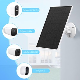 Panel solar para cámara eufy, panel solar de 6 W para Eufy E, 2C/2C Pro, 2/2Pro, E20/E40, Solo, proyector SoloCam, cargador de panel solar impermeable USB-C IP65 para Eufy con conector micro USB y