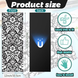 Hsei Deluxe School Locker Magnetic Wallpaper 12" x 36" Decorative Magnetic Locker Sheets School Locker Covering Removable Locker Accessories for Girl Boy School Office University (Damask Black)