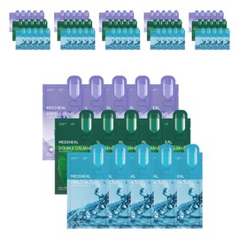 Mediheal Double Calming Water 5p + Hyalu Moist Essence 5p + Pepta Lifting Ampoule 5p Mask Pack Set, 15 Packs, 6 Sets / 메디힐 더블 카밍 워터 5p + 히알루 모이스트 에센스 5p + 펩타 리프팅 앰플 5p 마스크팩 세트, 15개입, 6세트