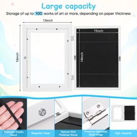 Zenymb 11x14 Kids Art Frame - Changeable White Artwork Frames for Kids’ Drawings, Display & Organize Children’s Art Projects, Easy-Open Kids Artwork Frames for Wall Decor & Storage