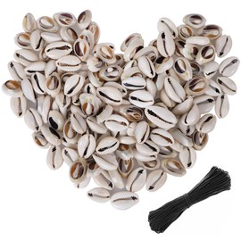 PPCLION 150 PCS 0.63"-0.71" Natural Strong Cowrie Shell Beads Smooth Cut Oval Seashells, Beach Seashells with Big Hole for DIY Craft Jewelry Making, Adorning Hair Locks and Braids