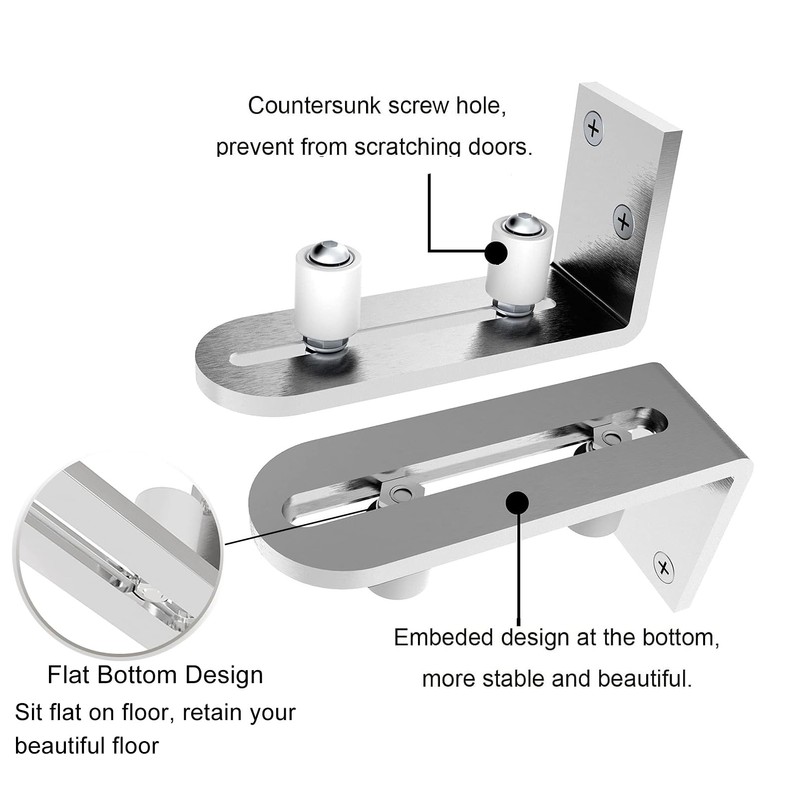 TeTupGa 2 Pack Sliding Barn Door Floor Guides, Flush Sliding