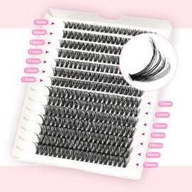 KSYOO 280pcs Cluster Lashes,Eyelash Clusters, 9-16mm Mixed Lengths Lash Clusters for DIY Eyelash Extension (50D-MIX Size)