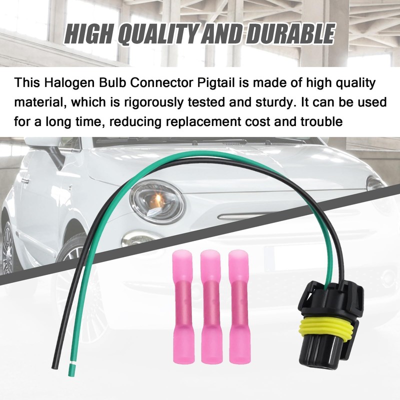 9012 3-Wire Halogen Bulb Connector Pigtail Fit for 2012-2017 Fiat