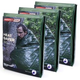 Emergency Zone HeatSaver Survival Blanket Inflatable Design for Maximum Insulation and Heat Retention | 3 Pack