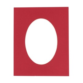 CountryArtHouse Deep Red Acid Free 8x10 Oval Picture Frame Mat with White Core Bevel Cut for 5x7 Pictures - Fits 8x10 Frame - Pack of 1 Matboard Show Kit with Acid Free Backing & Clear Bag