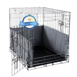 Hombys Dog Crate Bumper with Ties - Soft Crate Accessory -Kennel Cover - Training Pads for Front Door Crates, 35"x24", Gray