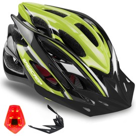 Basecamp Bike Helmet for Men Women with LED Safety Light Removable Sun Visor Lightweight Bicycle Helmet Adjustable Breathable Mountain & Road Cycling Helmets for Adult (BC-10)