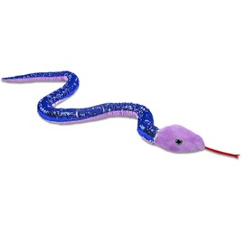 Forest & Twelfth 67” Reversible Flip Sequin Snake Stuffed Animal Toys for Kids, Sensory Fidget Toy, Soft Plush, Cool Room Decor for Girls & Boys (Royal Blue/Lavender)