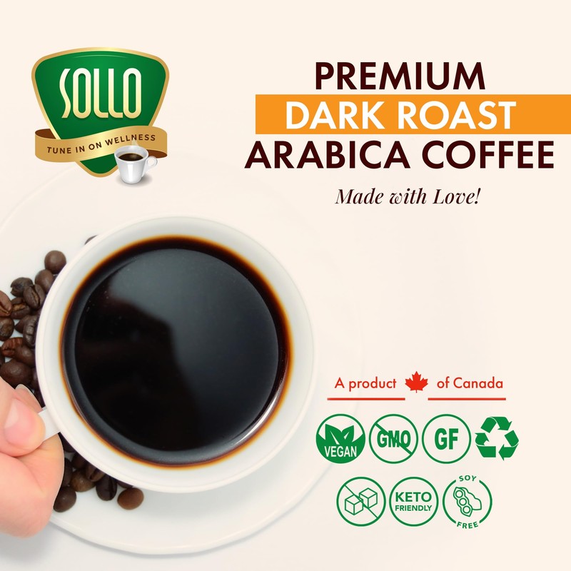 Sollo Keto Proof Organic Ground Coffee - Infused Blend, Dark