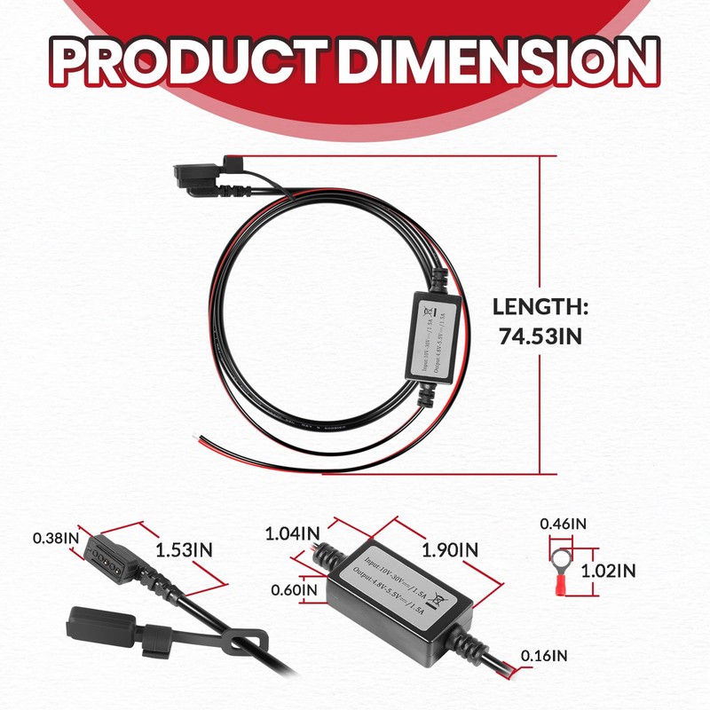 010-12953-03 Motorcycle Power Cable for Garmin Tread and zūmo XT