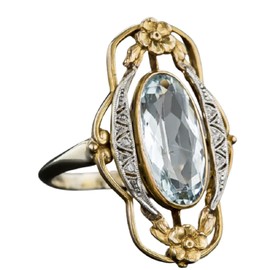 Vsoruln Hollow Out Vintage 925 Sterling Silver Emerald Ring Golden Flower Antique Rings Oval CZ Gold Plated Engagement Rings, Suitable Cocktail Anniversary Cubic Zirconia Ring for Women (10)