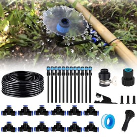 New Quick Connector Drip Irrigation Kits,Automatic Irrigation System with Replaceable 360-degree Bending Dropper,Fan Blue Nozzle for Watering System for Garden Plant Lawn Patio.(Turbine Insertion)