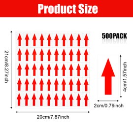 Mabor 500Pcs Arrow Stickers Small, 1.6 Inches Directional Arrow Stickers Instructions Sticker Marking Sign Red Removable Waterproof Self Adhesive Labels for Marking