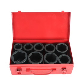 1 Inch Drive Deep Impact Socket Set, Cr-Mo 6-Point (1-Inch - 2-Inch) 9pc Impact Socket Set with Heavy Duty Storage Case