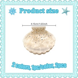 GOMAKERER 2 Pcs 2 Styles Sea Shell Hair Clip, Acetate Claw Non-slip Hair Clips Accessories for Hairstyle Making Salon Supplies