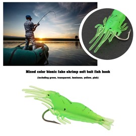 Be In Your Mind 20 Pieces Shrimp Bait Hooks, Soft Shrimp Fishing Lures, Soft Bait, 3.5 cm, Simulation Soft Shrimp Bait, Shrimp for Trout, Bass, Salmon (Green, Clear, Bright Yellow, Pink)