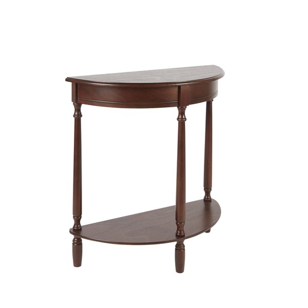 Decor Therapy Simplify Half Round Accent Table, Walnut, 28.25w 11.8d 28.25h