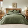 EverGrace Cross-Stitch Velvet Quilt Set, Queen Size, Loden Green