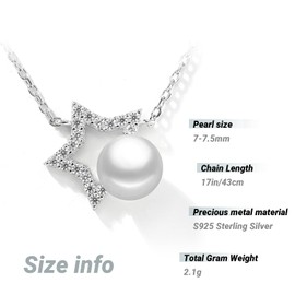 7mm Freshwater Pearl Necklace Pendant,Gifts for Women Her Wife Girlfriend Mom Jewelry | 925 Sterling Silver Necklaces for Women,17 Inch Chain, Pearl, Pearl