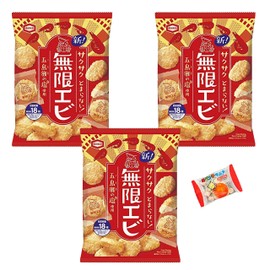 Kameda Seika Mugen Shrimp, 2.9 oz (83 g) x 3 Bag Set, Ramune Okusai, Trial, Topic on TV