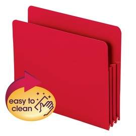 Smead Poly File Pocket, Straight-Cut Tab, 3-1/2" Expansion, Letter Size, Red, 4 per Box (73501)