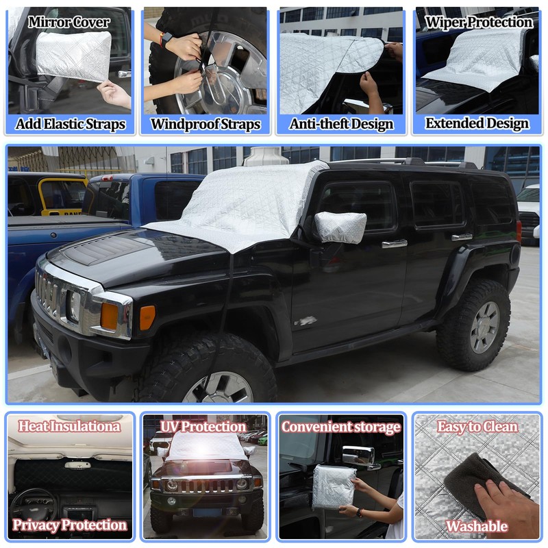 Windshield Snow Cover Compatible with Hummer H3 2005-2009, Car Snow