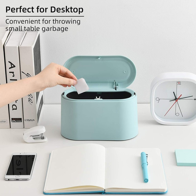 MEETOZ Mini Trash Can with Lid, Small Trash Can, Desk