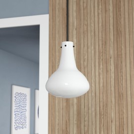 Henn&Hart 11.75" Wide Pendant with Glass Shade in Black, for Home, Living Room, Bedroom, Entertainment Room, Office, Kitchen, Dining