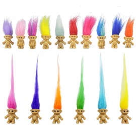 Yintlilocn 16 piezas de mini muñecas troll, mini figuras de acción de PVC clásico Trolls, decoración cromática adorable colección de pequeños chicos, proyecto