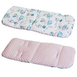 Cotton & Bubble Fleece Pram Insert, Liner Covers 5pt Universal Reversible (Mouse and Balloons/Pink)