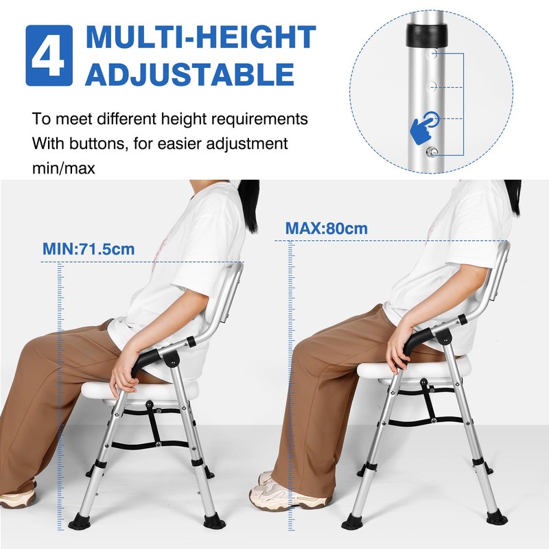 DEWEL Foldable Shower Chair for Elderly and Disabled, Folding Shower