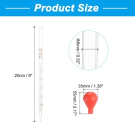 PATIKIL 3ml Glass Dropper Pipettes, 4pcs Lab Graduated Scaled Tool Straight Tip Droppers for Liquid Essential Oil Transfer, with Red Rubber Cap