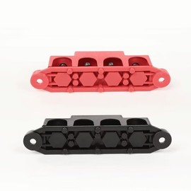 12V- 48V DC 300 Amp Bus Bars 2 x 5/16" Studs Terminal Power Distribution Block Ground Bus Bar with Cover, Black & Red, 2 Pack