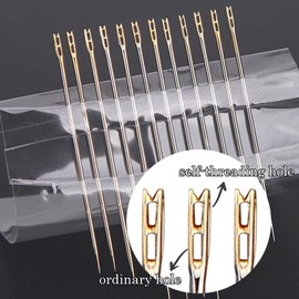 Self Threading Needles for Hand Sewing - YAWALL Easy Thread Needles, Quilt Needles for Hand Sewing with Wood Needle Storage Case
