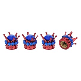 A ABSOPRO Tire Valve Stem Caps 12.8x15.8MM Car Wheel Valve Cap ABS Red Blue Faux Crystal Crown Style for Car Bike Motorcycle Truck Anti Crash Tyre Valve Stem Cover Valve Dust Cap 4 Pcs