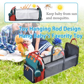 Jeryswet Baby Diaper Bags with Changing Station, Waterproof Large Capacity Diaper Bag Backpack for Moms Dads with USB Charging Port and Stroller Straps, Baby Shower Gifts, RGB