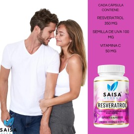 Resveratrol 100 Puro Semilla Uva Vitamina Antioxidante Natural 120 Cáps Saisa Herbal Suplemento Alimenticio Vitaminas Mujer Hombre