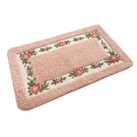 Ukeler Luxury Shaggy Pink Rose Bath Rugs Washable Non-Slip Bathroom Mat for Home and Hotel, 17.7''x29.5''
