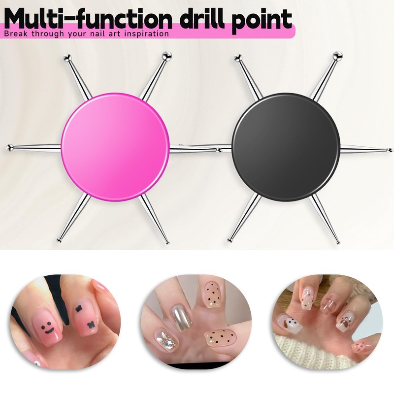 2Pcs Nail Dotting Tool, 6 In 1 Nail Dotting Pen,