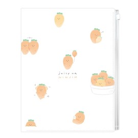 Camio Japan 229649 Clear File with Zipper, 6-P File with Juicy Carrot