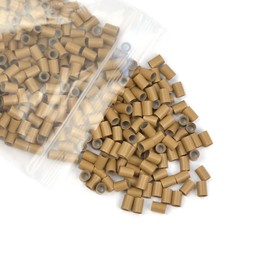 1000 Pcs Hair Extensions Micro Rings Links Beads Silicone Lined Copper Ring 3.5 mm Hair Beads for Hair Extensions (3.5mm Dark Blonde)