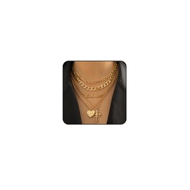 VRNGI Chunky Gold Necklace for Women Layered Necklaces for Women Heart Corss Chunky Necklace Gold Necklace Stack Statement Trendy Jewelry Set