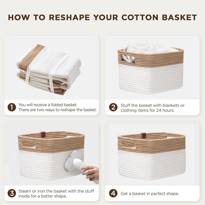 UBBCARE 4 Pack Baskets for Organizing, Woven Storage Baskets with