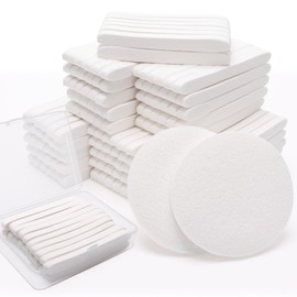 360+1 Pack White Compressed Facial Sponges, Luxiv Round Compress Face Cleaning Sponge for Estheticians Face Sponge Soft Compressed Makeup Sponges with Travel case (360)