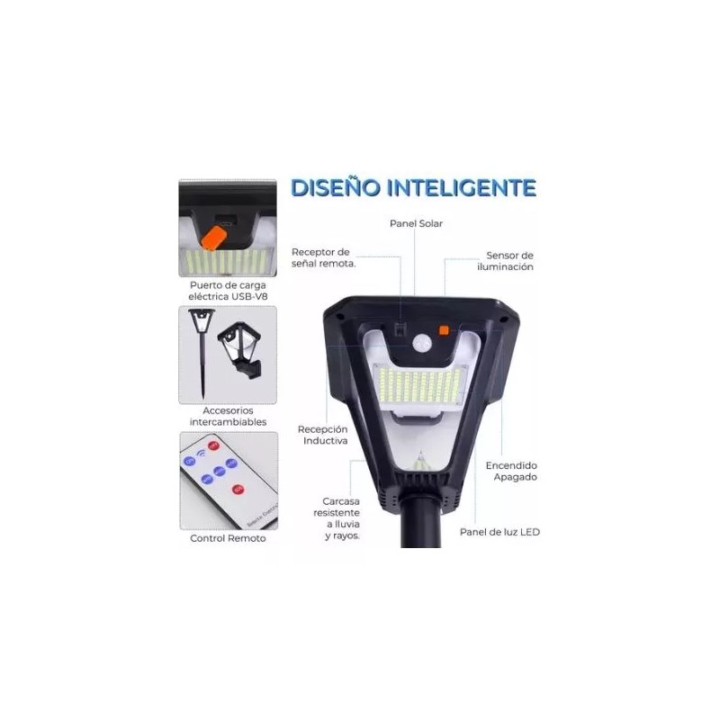 EG Lampara Farol Solar Automática 100 Led Luz Lluvia 4pck