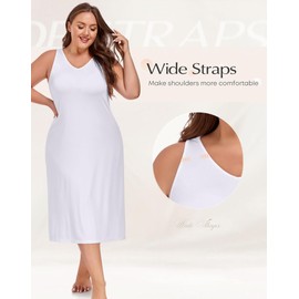 MANCYFIT Plus Size Full Slip for Women Long Slip for Under Dress Slips Tank Top Slip Dress 24 Plus White