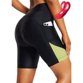 baleaf Women's Cycling Shorts 4D Padded Bike Shorts Bicycle Biking Gear 7" Biker Shorts with Pockets UPF50+ Green M